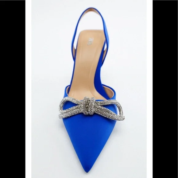 ZARA Slingback Heels With Bow Blue - Picture 5 of 5